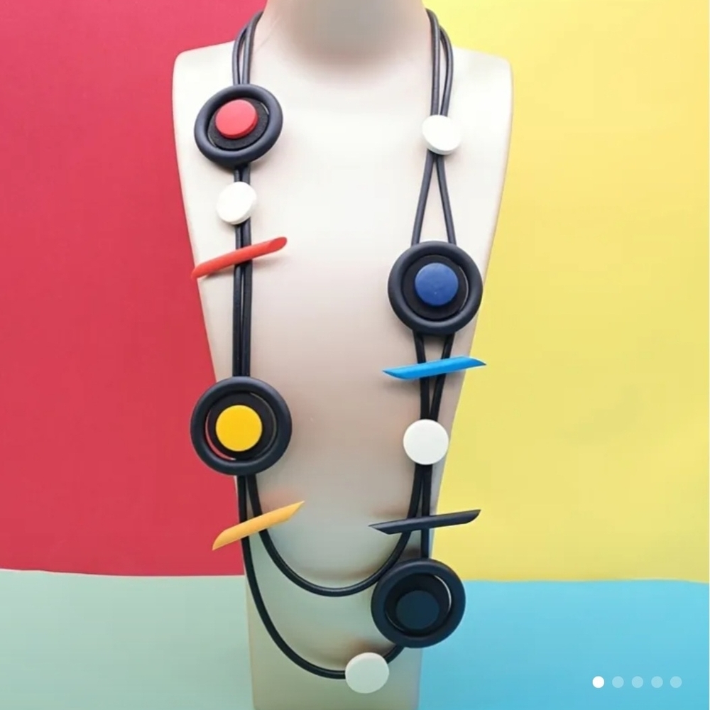 Colorful Geometric Statement Necklace
